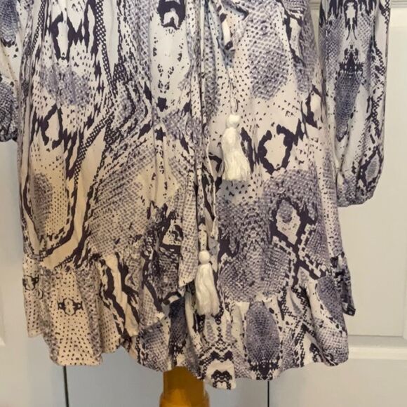 Blue Island Snakeskin V Neck Wrap Dress XS - Picture 4 of 5